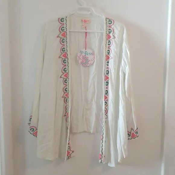 Z&L Europe Kimono Robe Jacket Bell Sleeve Embroidered Embroidery b24 - Picture 3 of 9